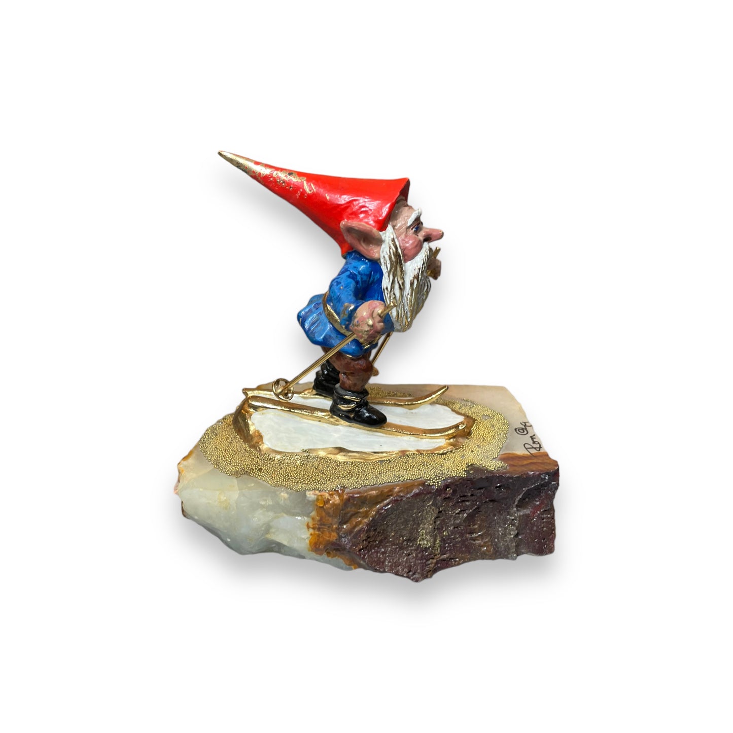 Ron Lee Skiing Elf / Gnome Stone Figurine 1979