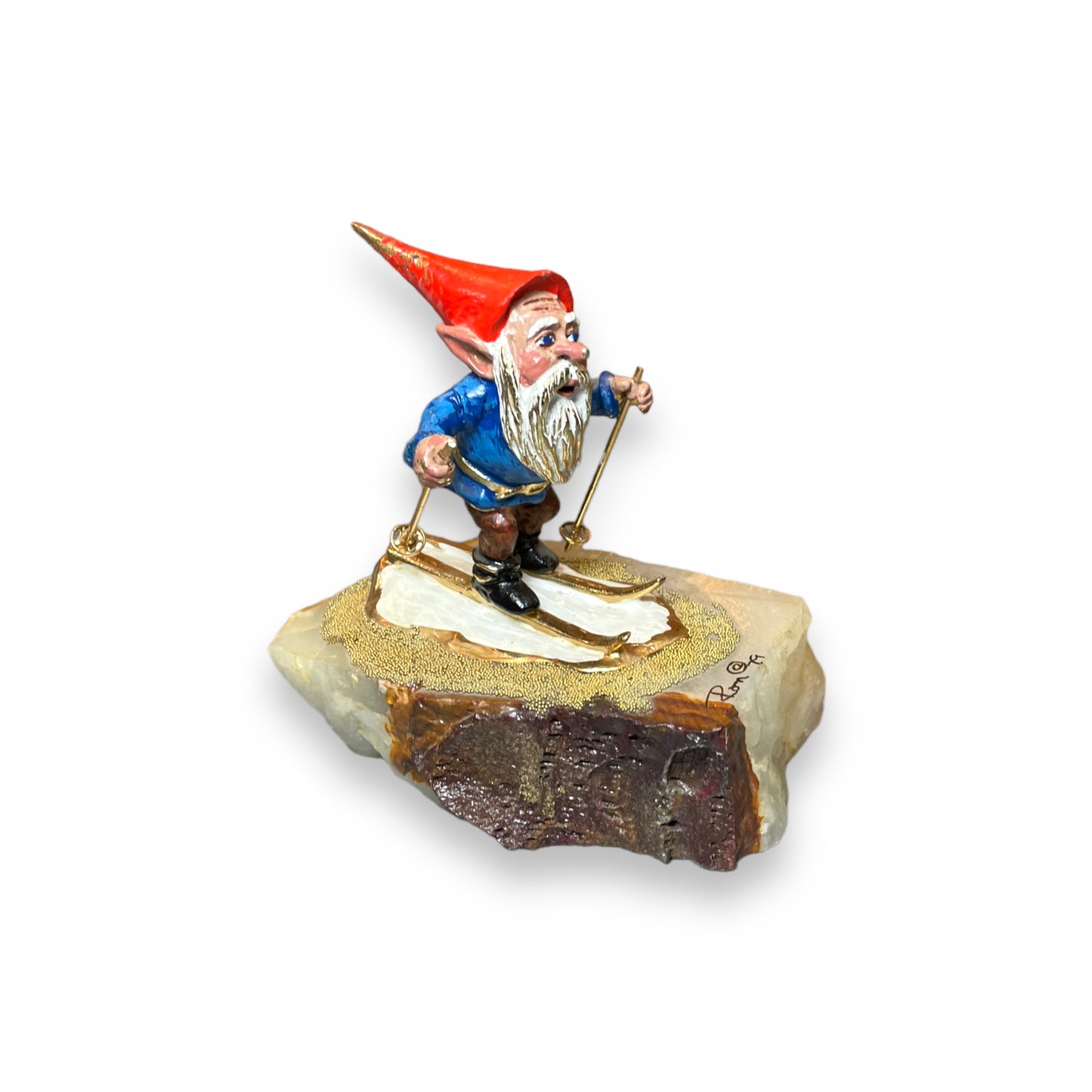 Ron Lee Skiing Elf / Gnome Stone Figurine 1979