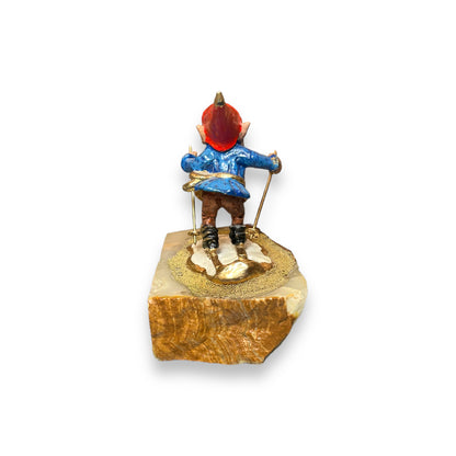 Ron Lee Skiing Elf / Gnome Stone Figurine 1979