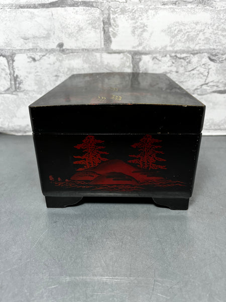 Vintage Japanese Oriental Black Musical Jewelry Box