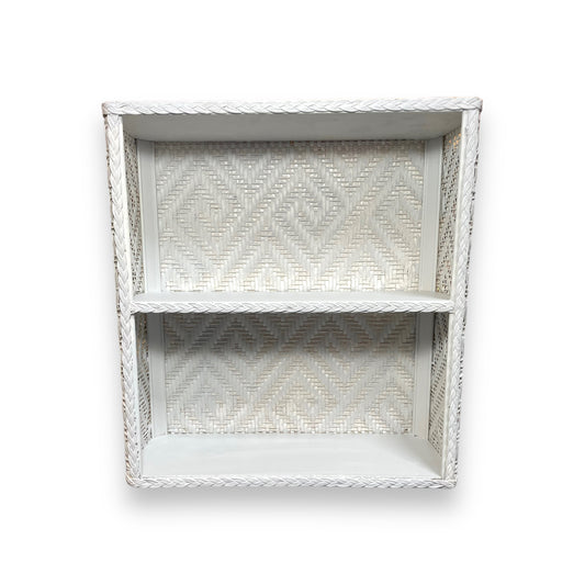 White Mid Century Wicker Shelf