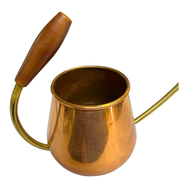 Mid-Century Copper And Teak Watering Pitcher