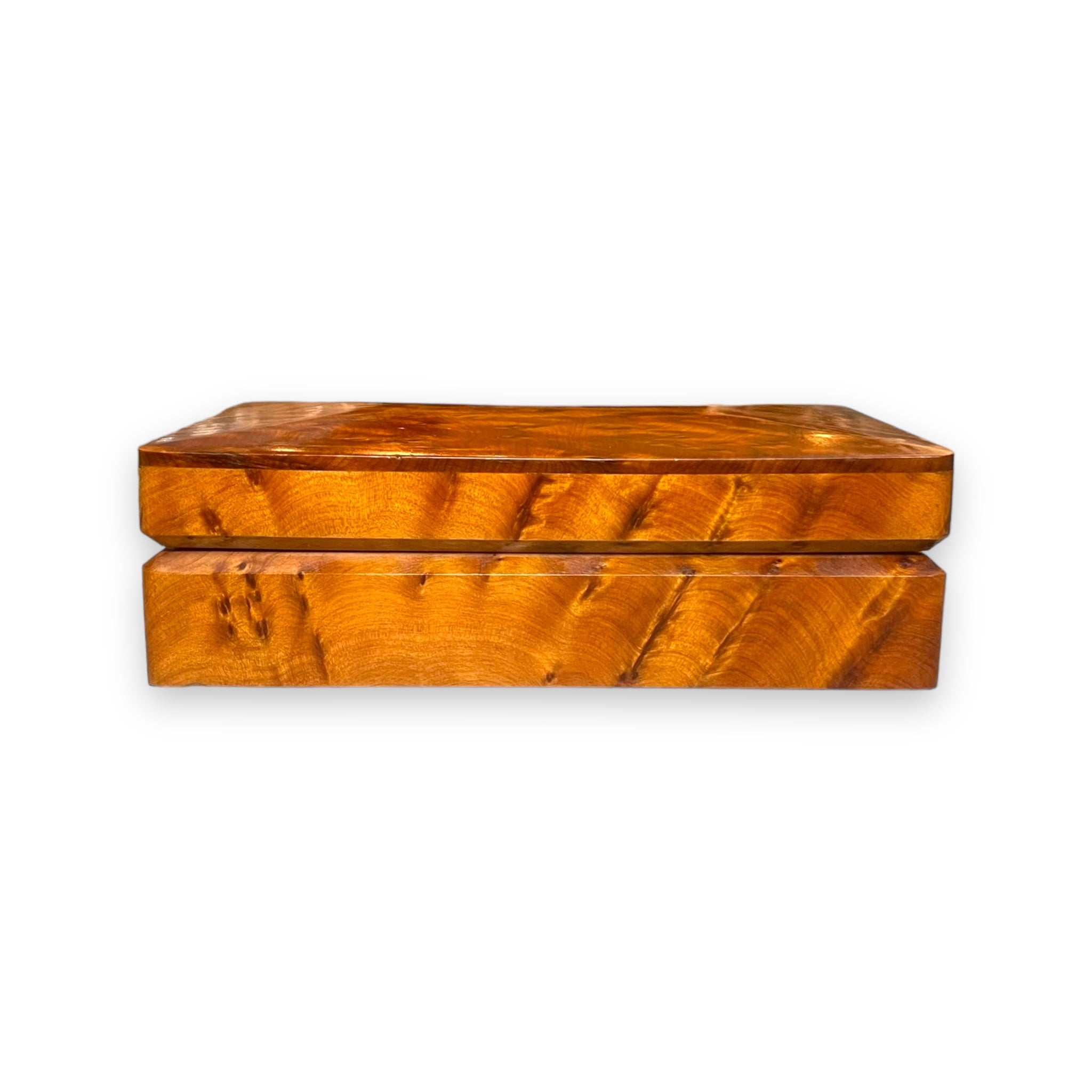 Carved Burlwood Rectangular Box