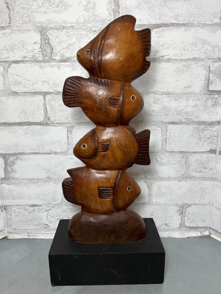 Carved Wood Fish Sculpture