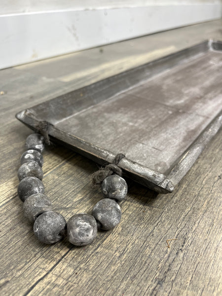 Long Gray Wooden Tray