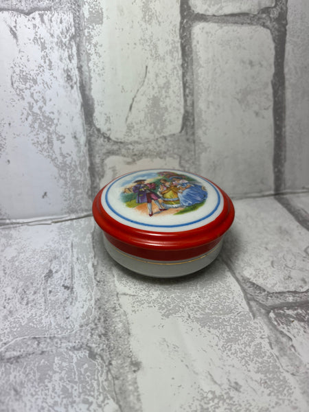 Germany Porcelain Trinket Box Victorian Scene