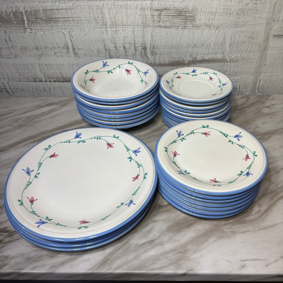 Vintage Savoir Vivre Portofino Blue Stoneware Dinnerware Set