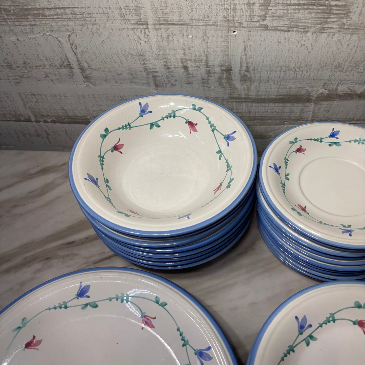 Vintage Savoir Vivre Portofino Blue Stoneware Dinnerware Set