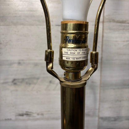 Mid Century Rembrandt Brass and Green Enamel Table Lamp Set