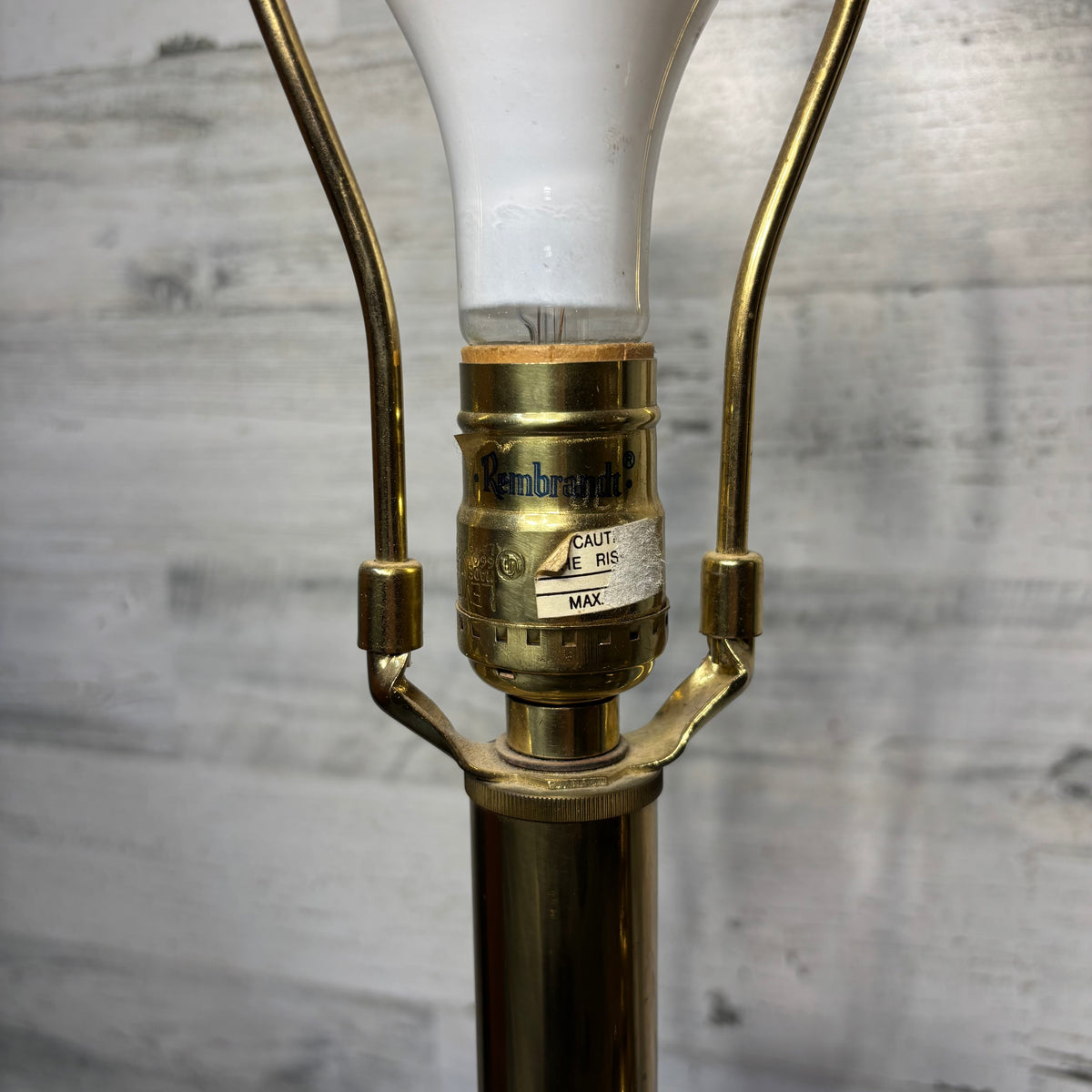 Mid Century Rembrandt Brass and Green Enamel Table Lamp Set