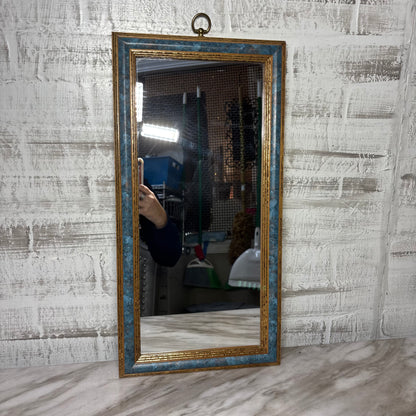 Vintage Blue and Gold Rectangular Accent Wall Mirror