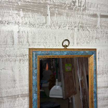 Vintage Blue and Gold Rectangular Accent Wall Mirror