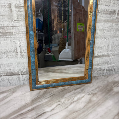 Vintage Blue and Gold Rectangular Accent Wall Mirror