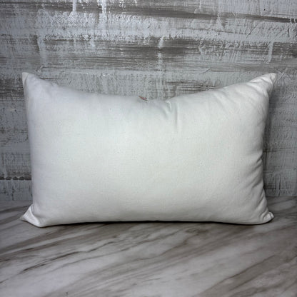 White Floral and Bird Lumbar Pillow with Zipper