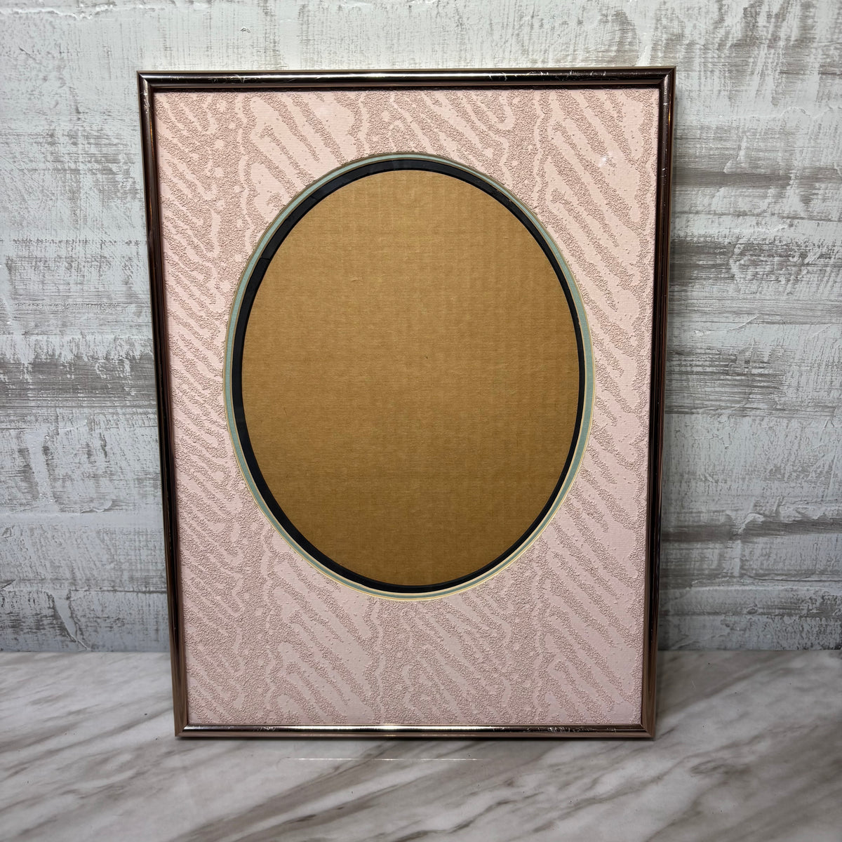 Vintage Pink Matted Oval Picture Frame