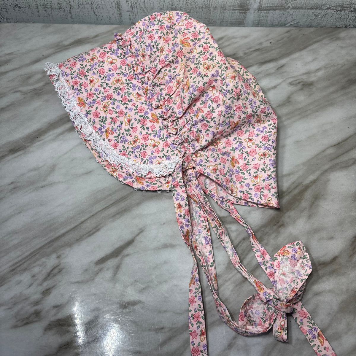 Pink Floral Handmade Bonnet