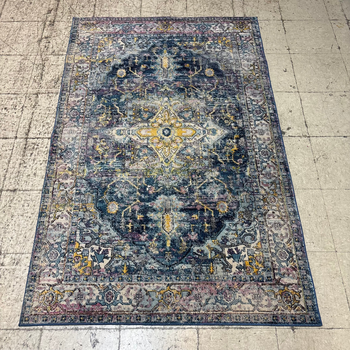 Medallion Blue And Pink Area Rug