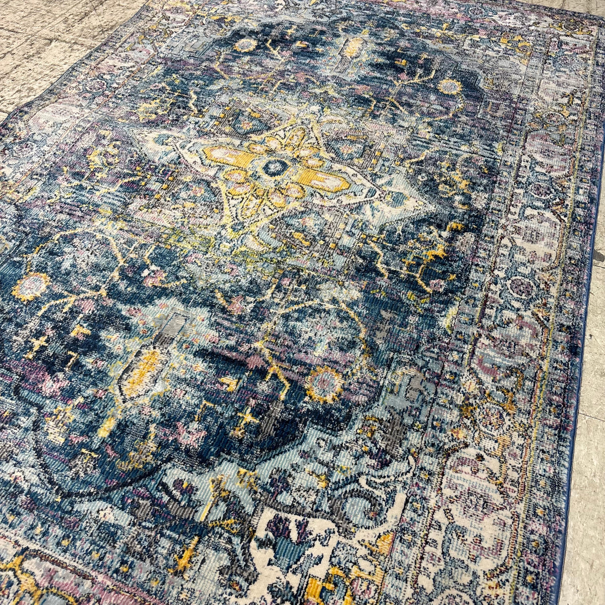 Medallion Blue And Pink Area Rug