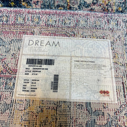 Medallion Blue And Pink Area Rug