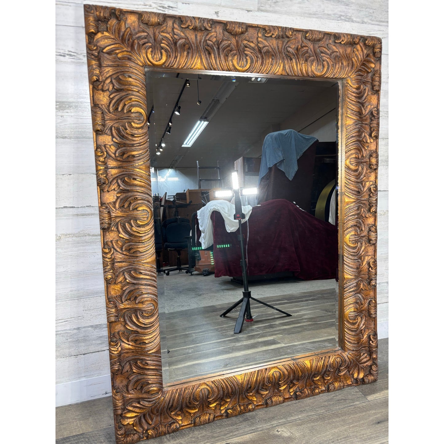 Deep Carved Ornate Copper Color Mirror