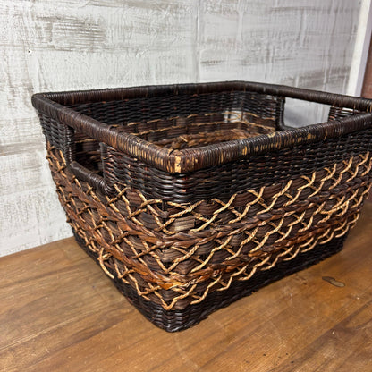 Large Dark Wicker Rattan Basket