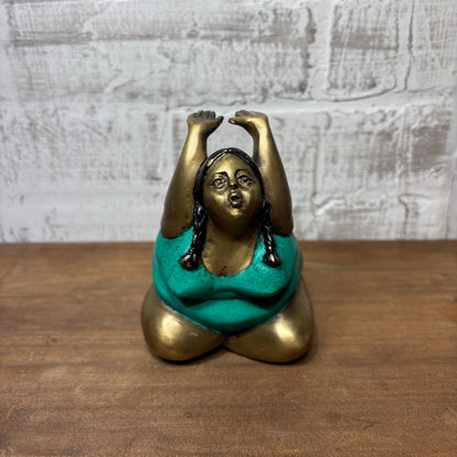 Brass Fat Lady Yoga Pose Figurine