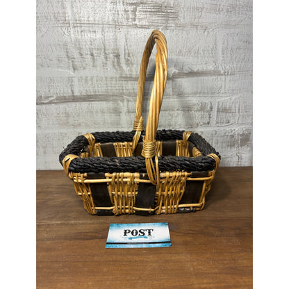 Vintage Wicker Rectangular Basket W/ Handle