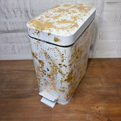 Custom Gold Flake & White Small Trash Can