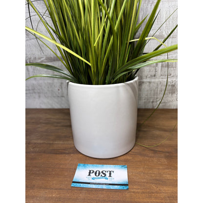 Faux Grass In White Ceramic Pot