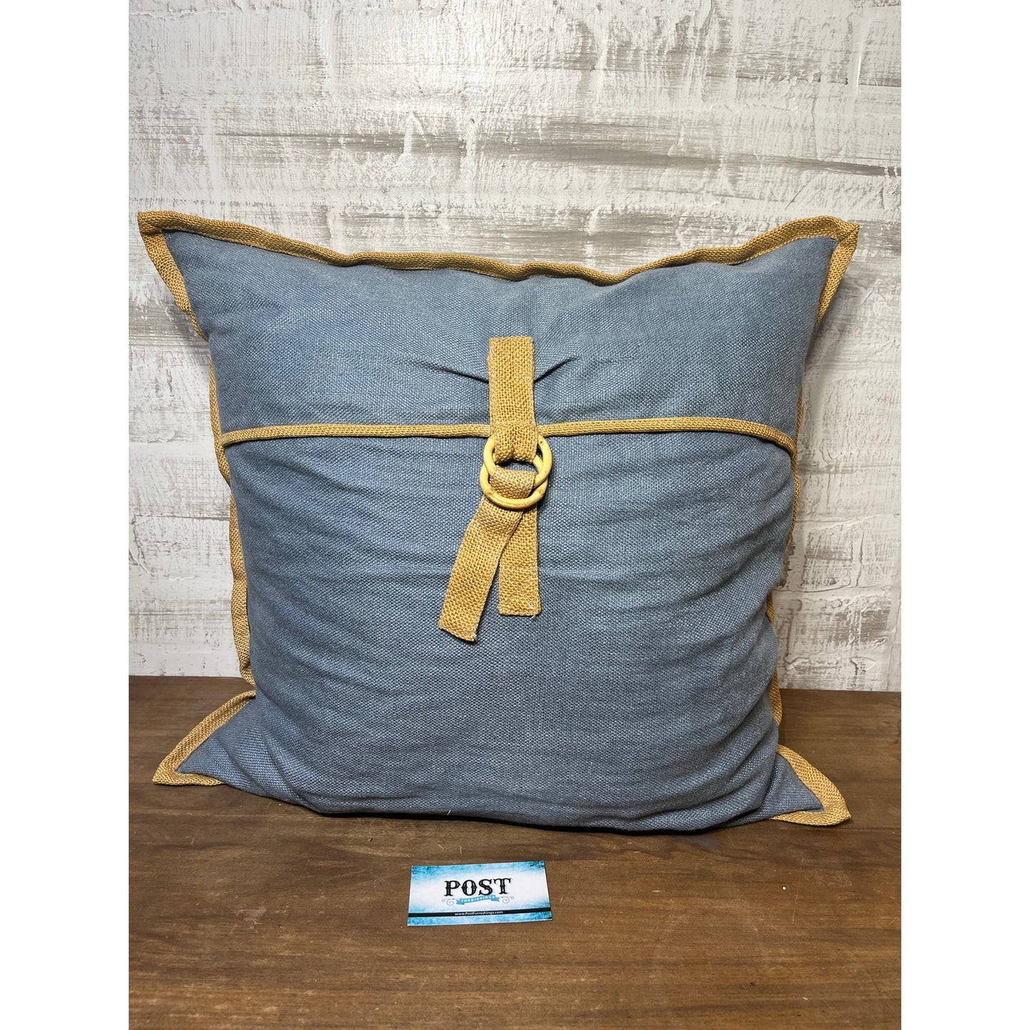Blue And Burlap Decorative Throw Pillow