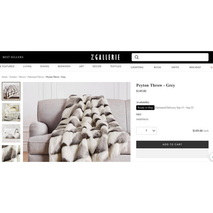 Z-Gallerie Peyton Throw Blanket