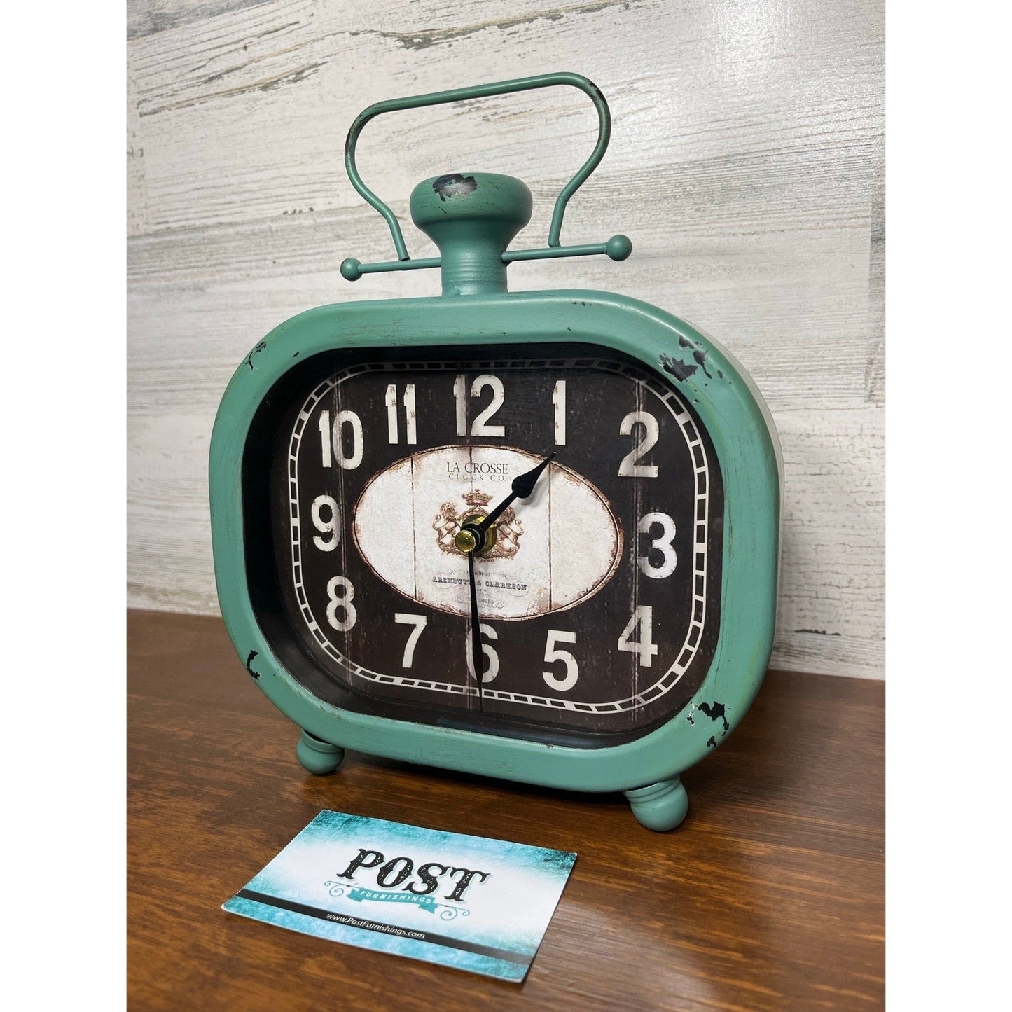 Teal Distressed Metal Clock