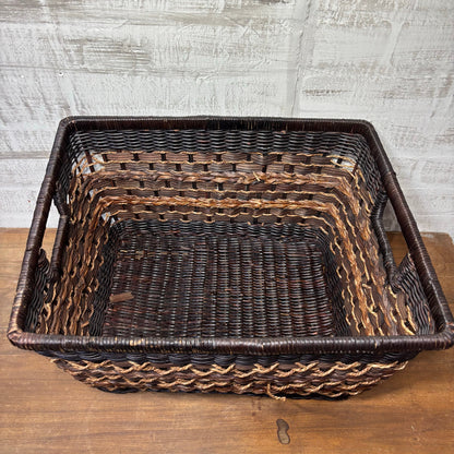 Large Dark Wicker Rattan Basket