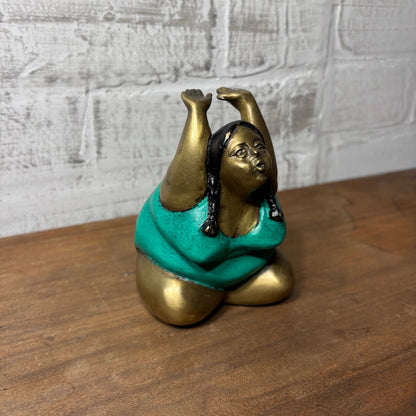 Brass Fat Lady Yoga Pose Figurine