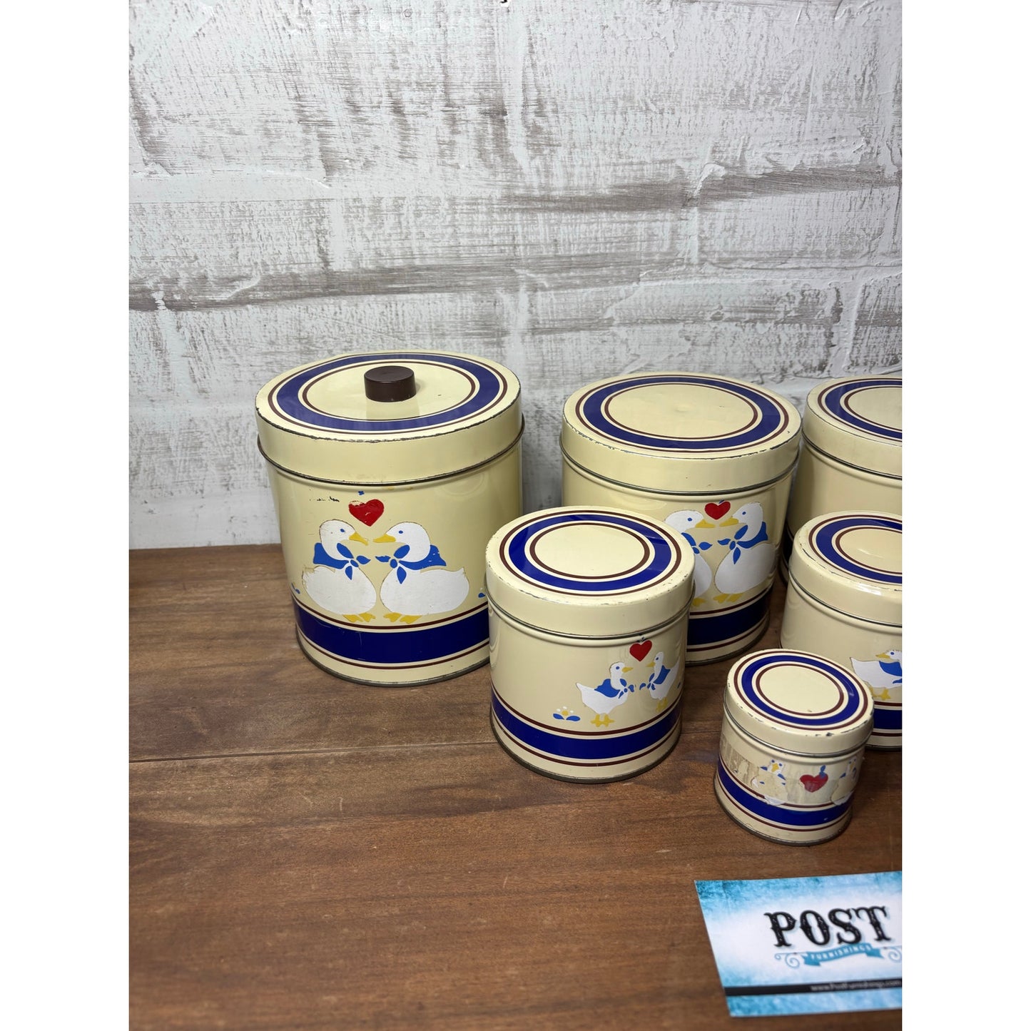 Vintage Goose Tin Nesting Canisters Set Of 8