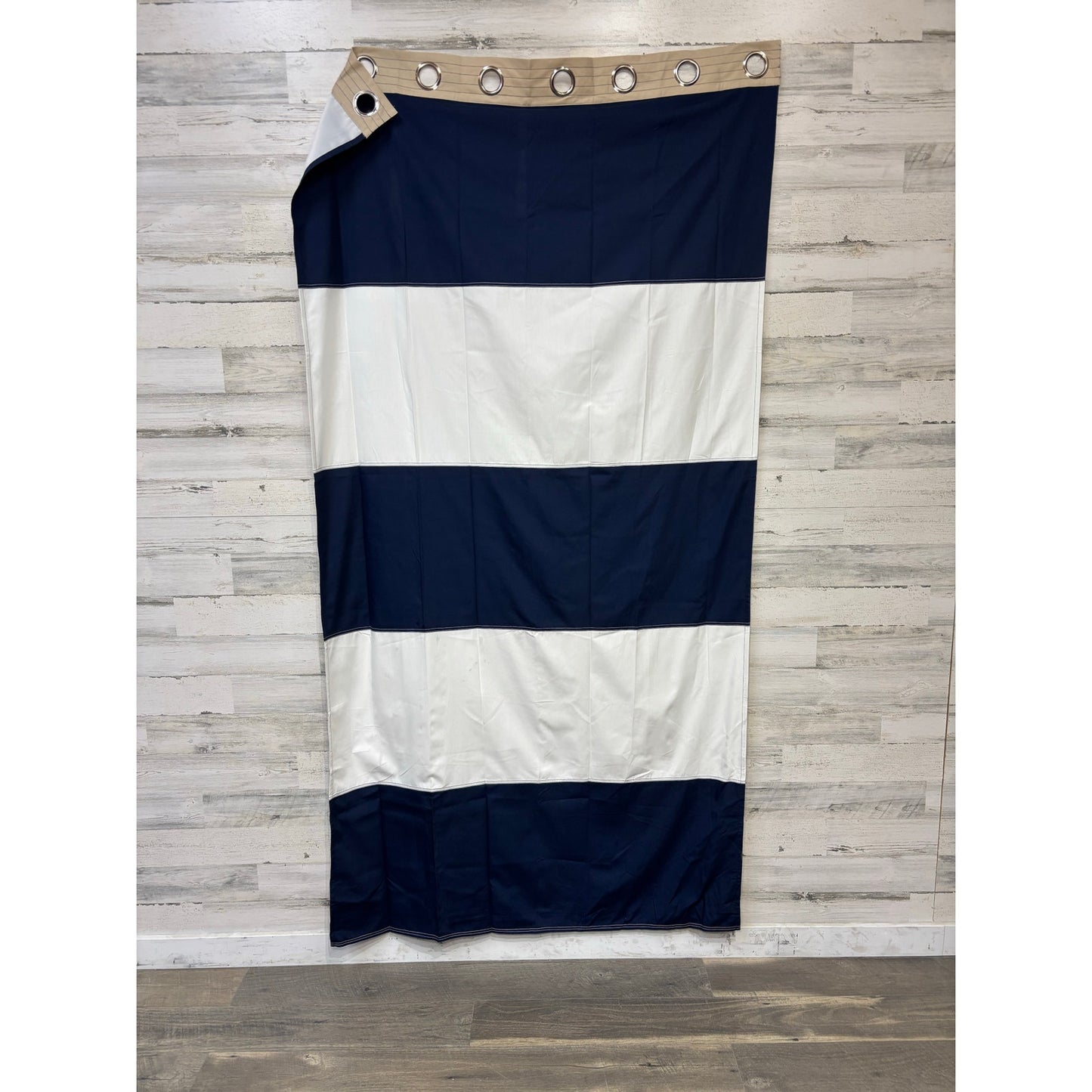 Pottery Barn Rugby Stripe Navy & White Curtain Set Of 4