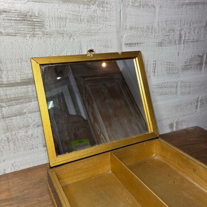 Vintage Wooden Jewelry Box W/ Flowers in Vase Picture