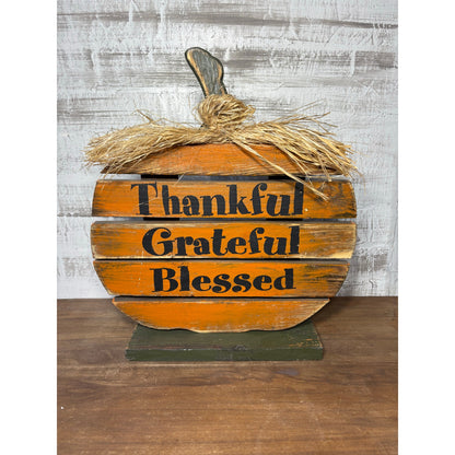 “Thankful, Grateful, Blessed” Pumpkin Decor