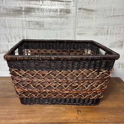 Large Dark Wicker Rattan Basket