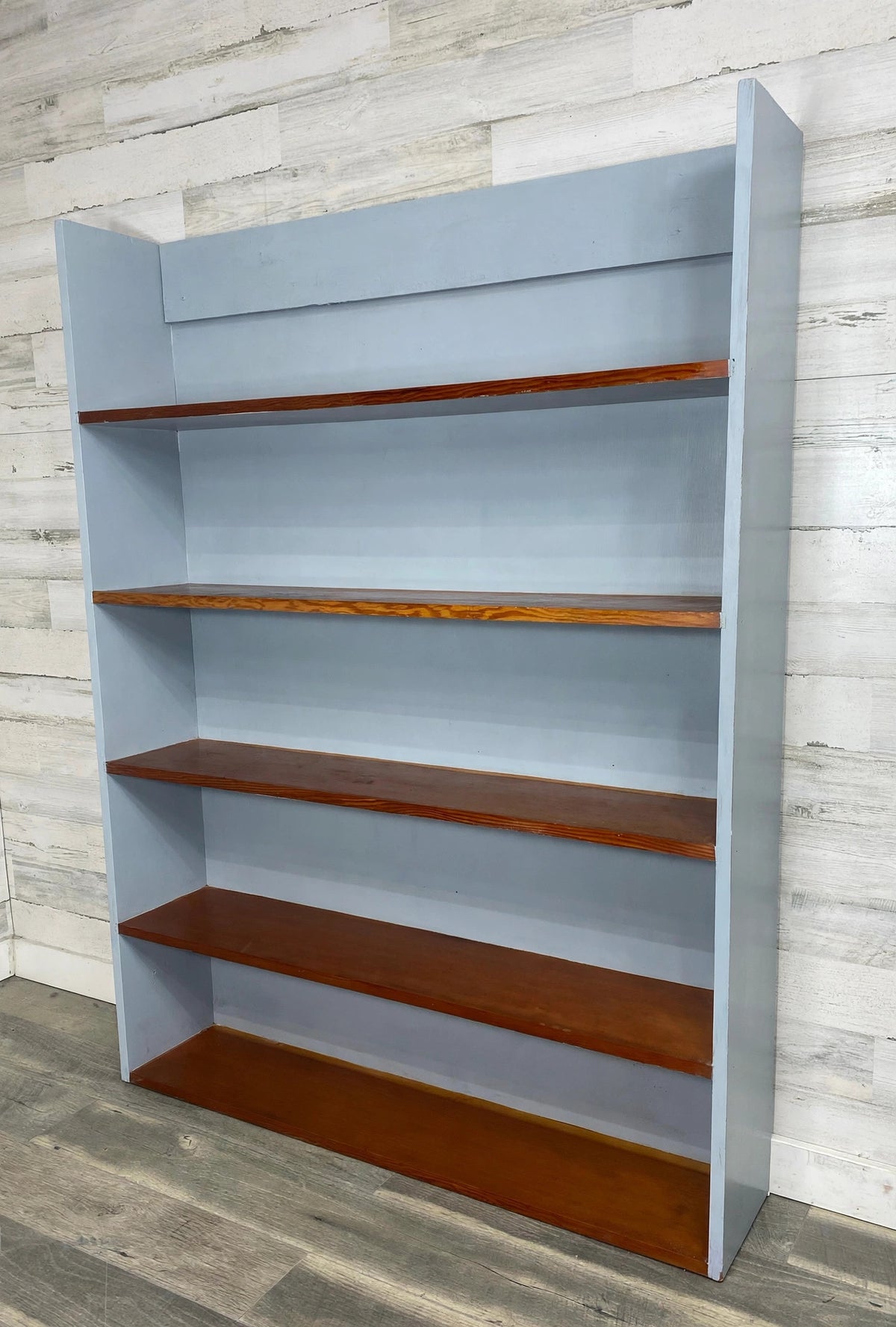 Large Refinished Gray Bookshelf Table