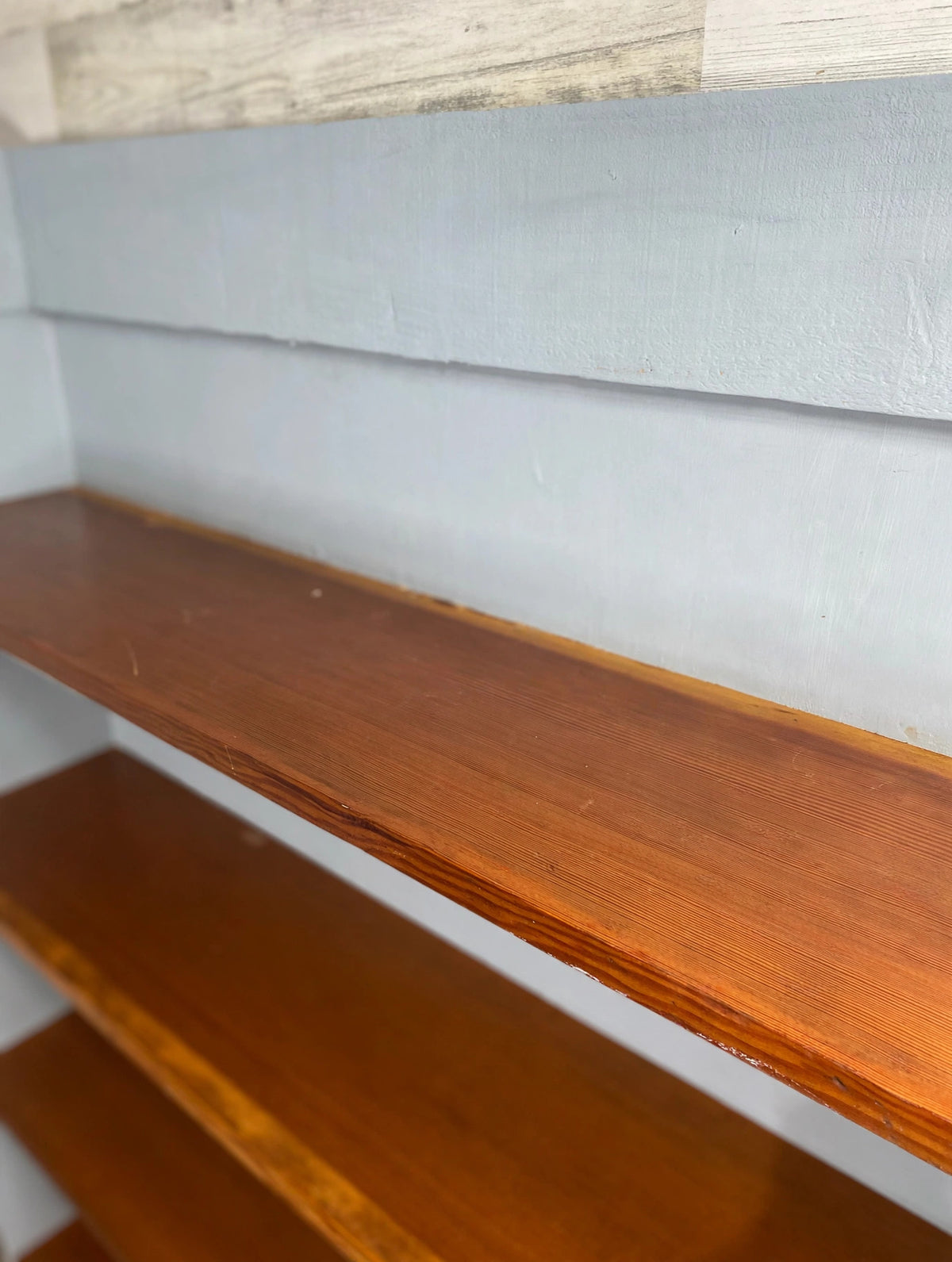 Large Refinished Gray Bookshelf Table