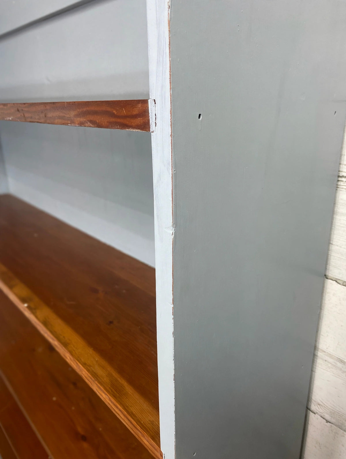Large Refinished Gray Bookshelf Table