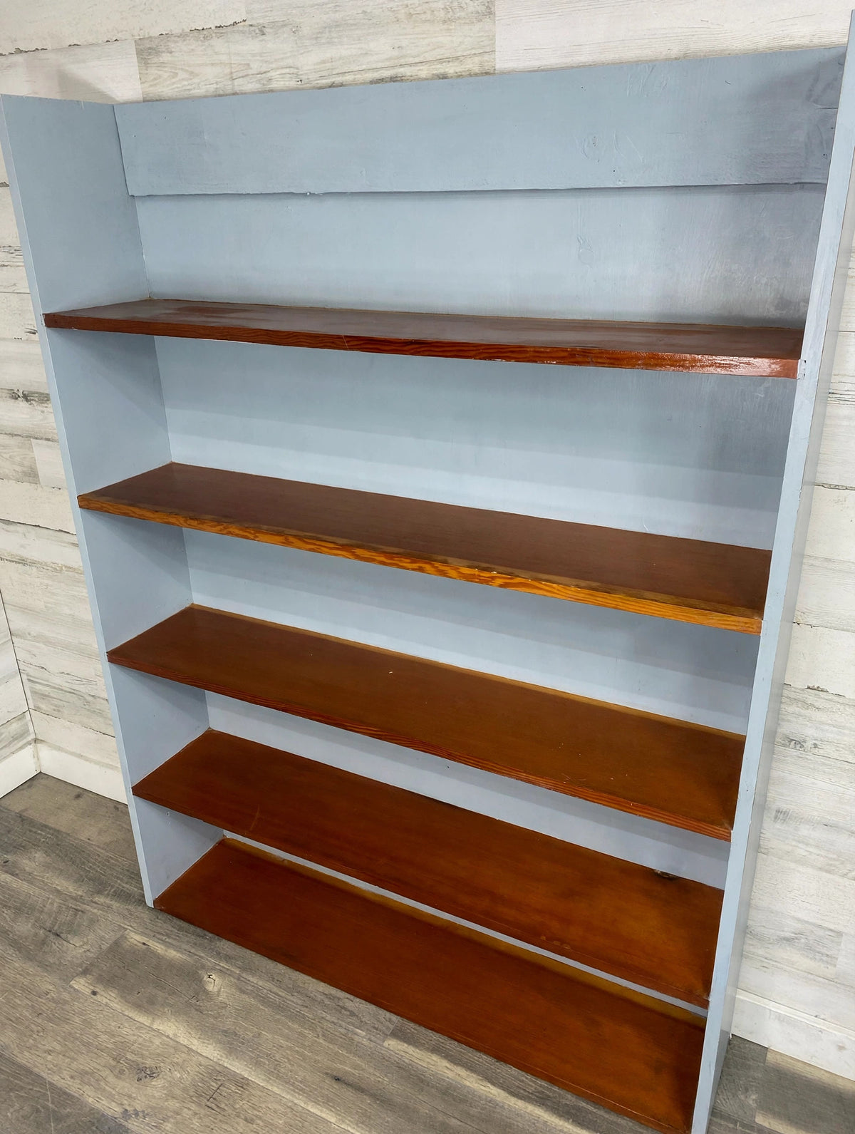 Large Refinished Gray Bookshelf Table