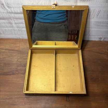 Vintage Wooden Jewelry Box W/ Flowers in Vase Picture