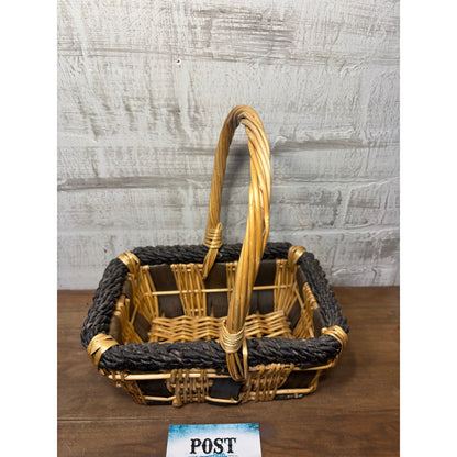 Vintage Wicker Rectangular Basket W/ Handle