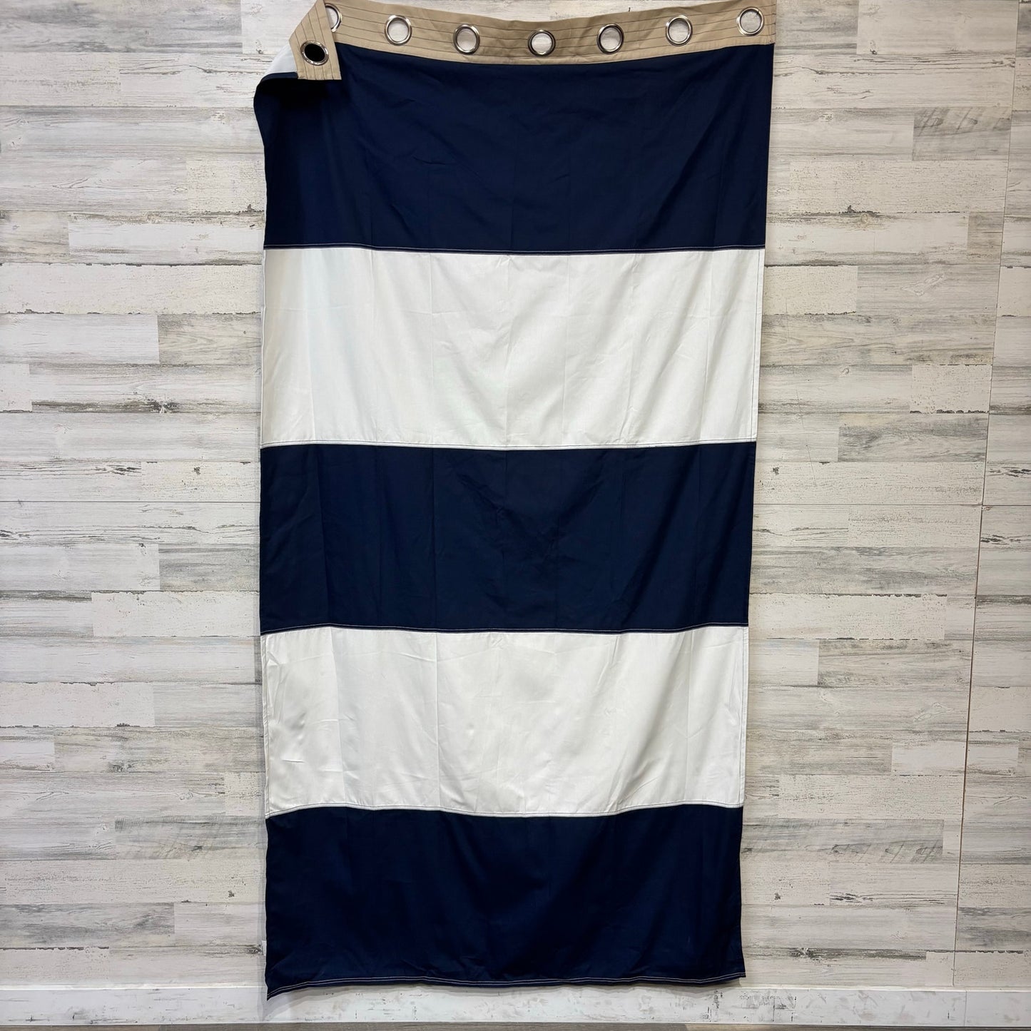Pottery Barn Rugby Stripe Navy & White Curtain Set Of 4