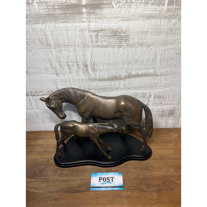 Vintage Bronze Mare And Foal Sculpture