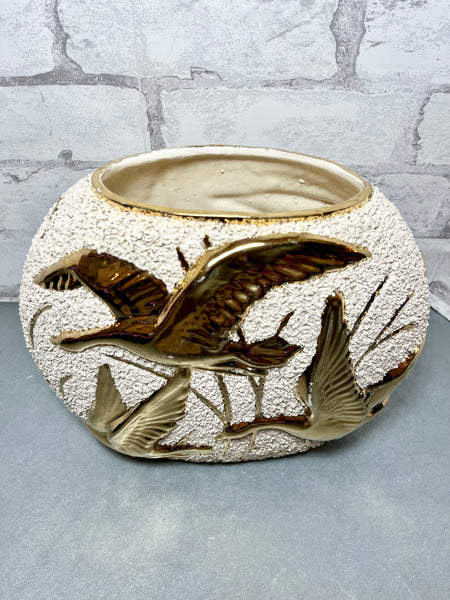 Golden Birds Mid Century Vase