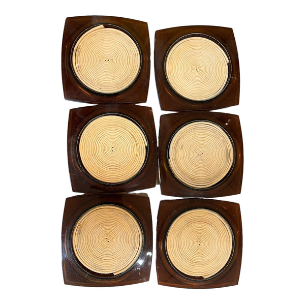 Mid Century Rope Coil Amber Coasters (Set of 6)