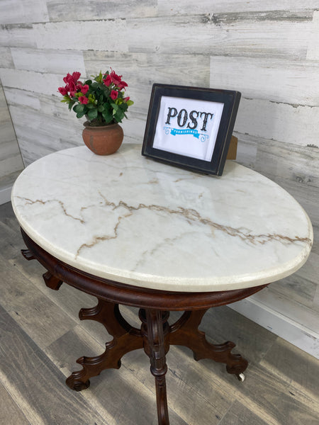 Antique Eastlake Victorian End Table Marble Top